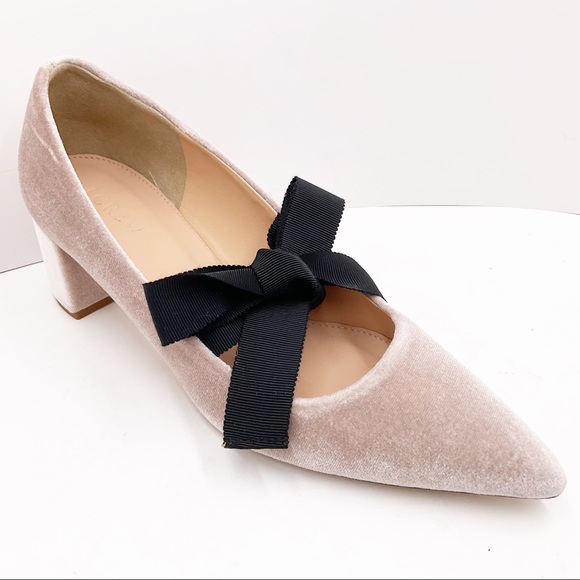 🆕{J.Crew} Avery Block Velvet Heels Bow - Picture 5 of 16